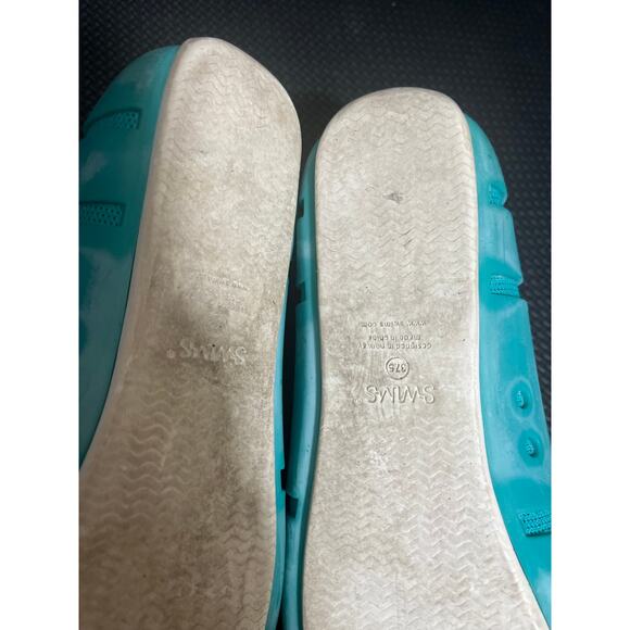SWIMS Women’s Water Shoes Penny Loafer White Turquoise Rubber Mesh 37.5 US 6.5 - Picture 6 of 7